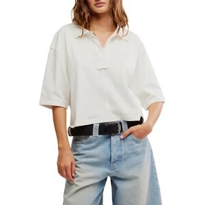 We The Free White Cropped Polo Tee